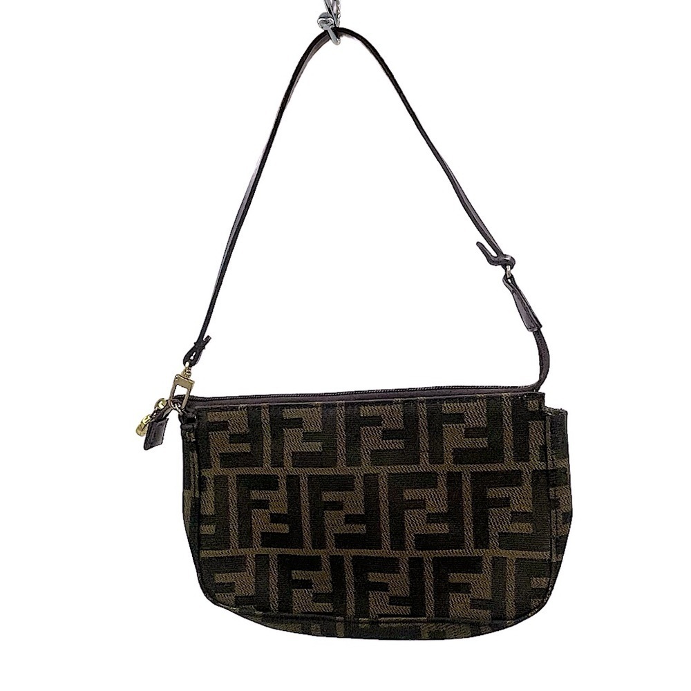 Fendi Zucca Small Canvas Shoulder Bag VTG Late 70s Early 80s 9”L‎ x 6”D x 1.75”W - Picture 2 of 16